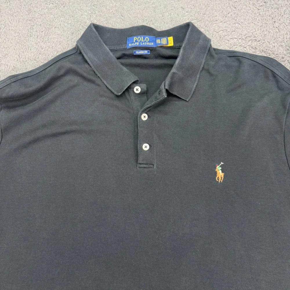Polo Ralph Lauren Polo Shirt Mens XXL Black Classic Fit Short Sleeve Pony Logo
